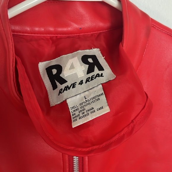 Vintage Y2K Red Vegan Leather Bomber Jacket - Picture 11 of 16